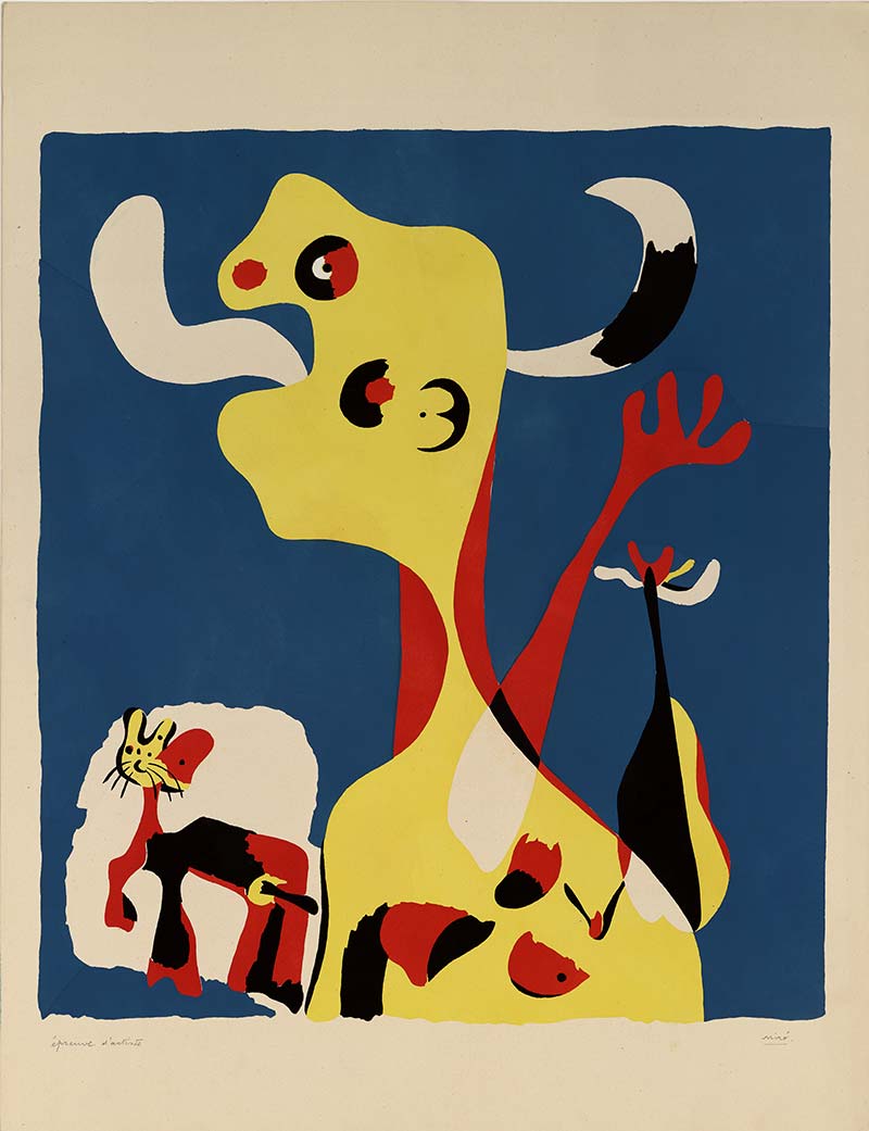 Joan Miró, Donna e cane davanti alla luna, 1935